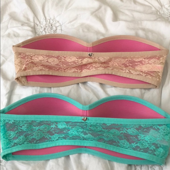 Blue Pink Bralette with padding (tan sold) - Picture 2 of 3